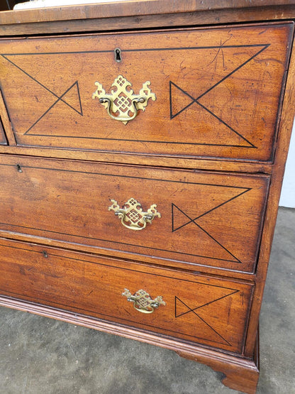Antique Georgian strung 2 over 2 chest of drawers bracket feet