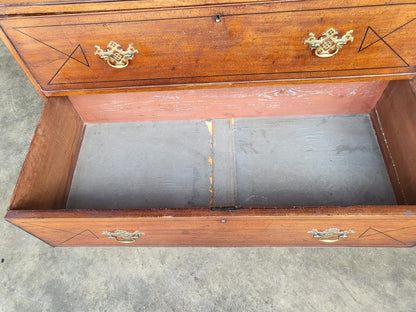Antique Georgian strung 2 over 2 chest of drawers bracket feet