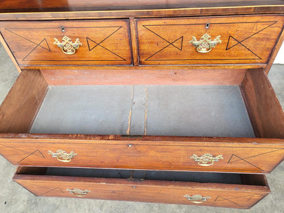 Antique Georgian strung 2 over 2 chest of drawers bracket feet