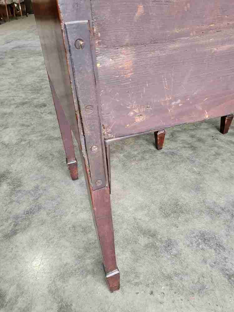 Antique Georgian walnut small bow front sideboard 3 drawers tapered legs