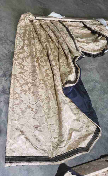 Curtains large pelmet swags gold cream fabric 283cm w x187 drop 9'3" wide lined