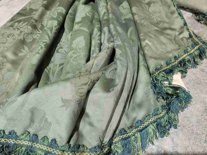 Curtains large pelmet swags 379cm w x 220 drop 12"5" wide lined green fabric