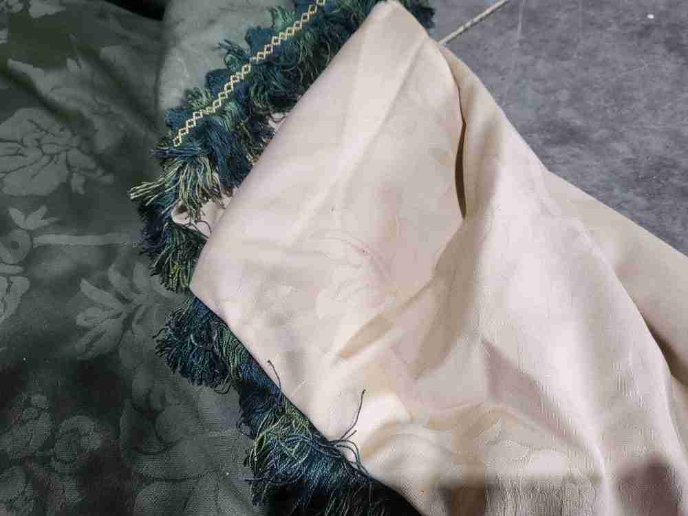 Curtains large pelmet swags 379cm w x 220 drop 12"5" wide lined green fabric