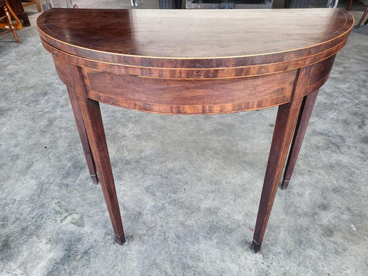 Antique inlaid demi lune gate leg dining occasional table desk