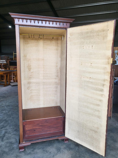 Antique inlaid mahogany single slim wardrobe cupboard