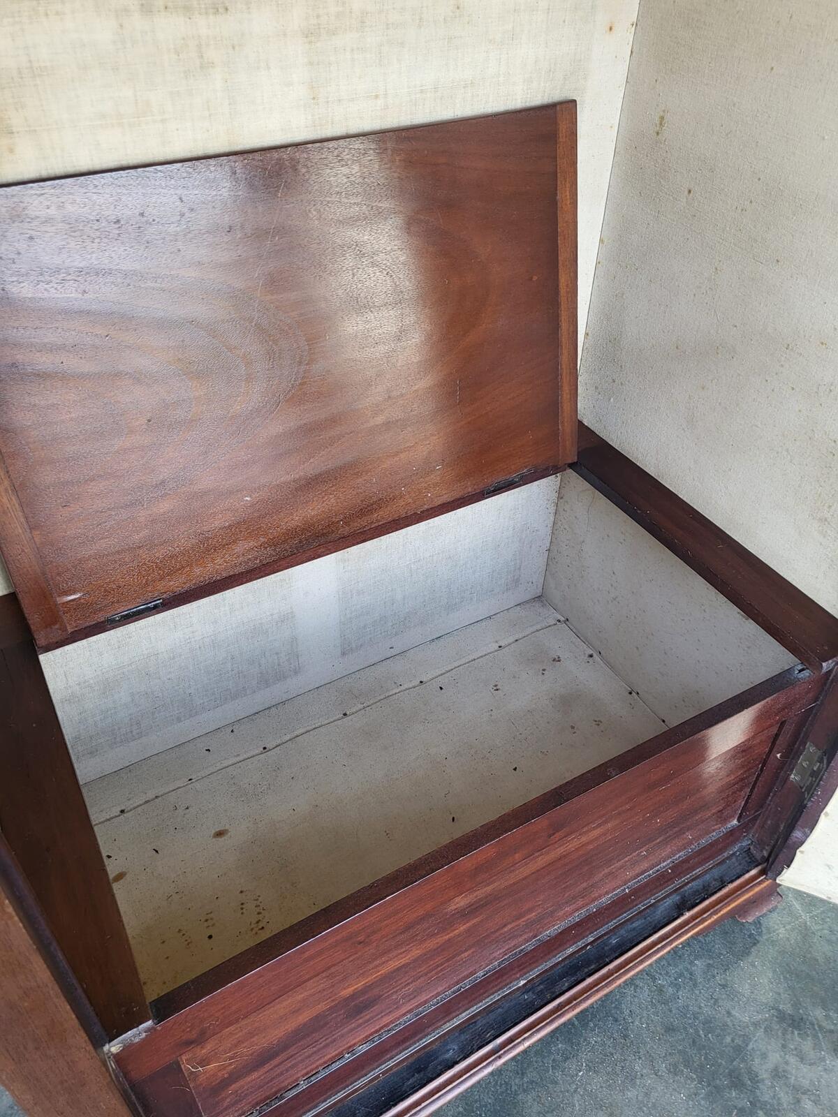 Antique inlaid mahogany single slim wardrobe cupboard