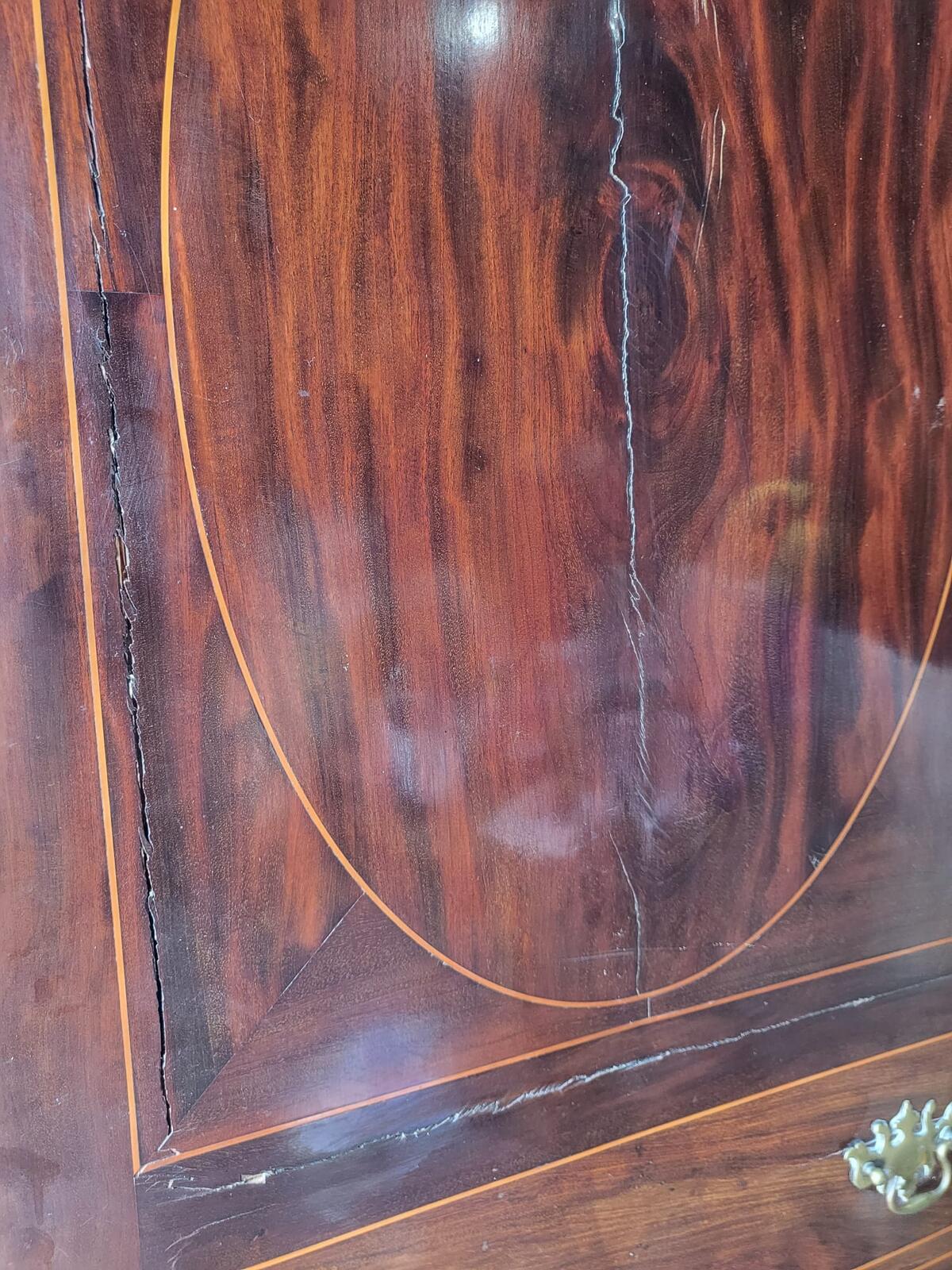 Antique inlaid mahogany single slim wardrobe cupboard