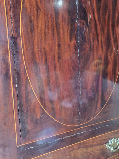 Antique inlaid mahogany single slim wardrobe cupboard