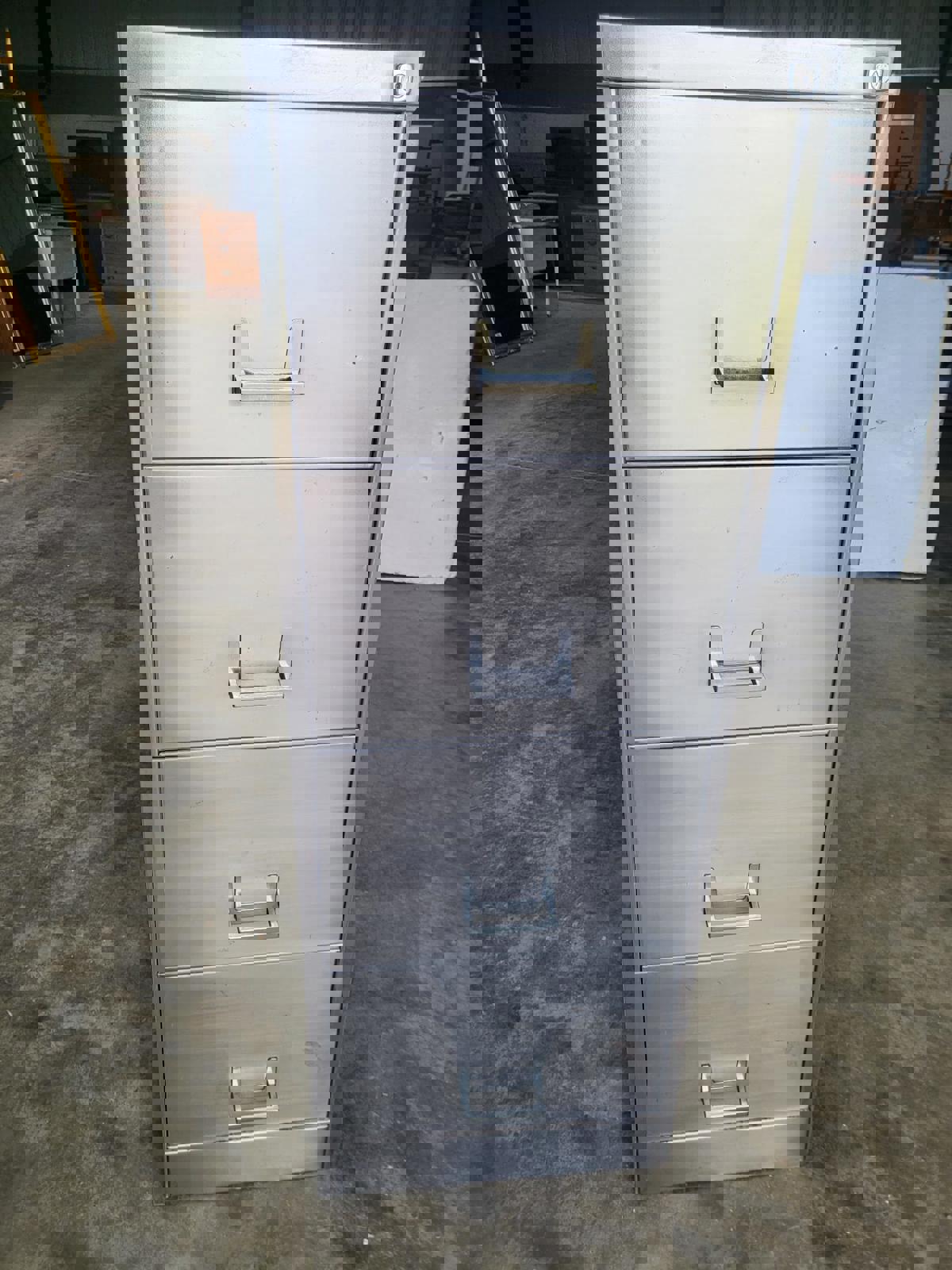 Large brushed metal 4 drawers silver filing cabinet