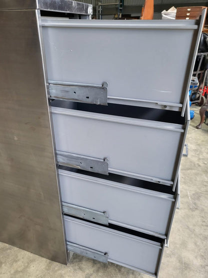 Large brushed metal 4 drawers silver filing cabinet