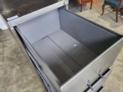 Large brushed metal 4 drawers silver filing cabinet