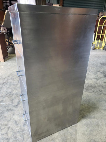 Large brushed metal 4 drawers silver filing cabinet