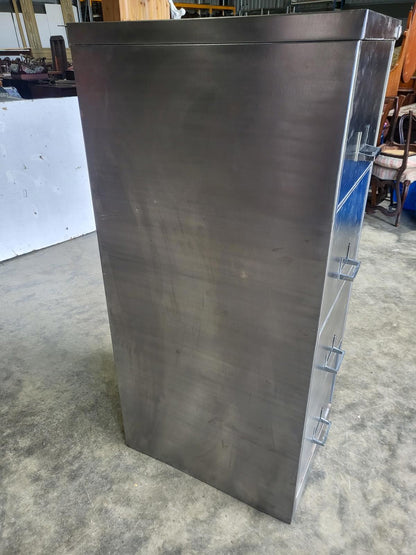 Large brushed metal 4 drawers silver filing cabinet