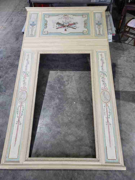 20thC very large 10' 5" H French painted room panel mirror door frame
