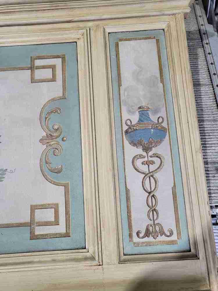 20thC very large 10' 5" H French painted room panel mirror door frame