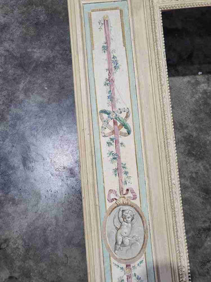 20thC very large 10' 5" H French painted room panel mirror door frame