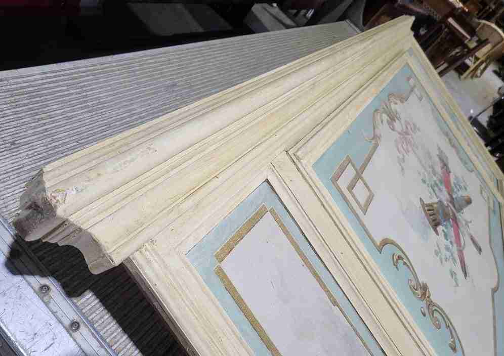 20thC very large 10' 5" H French painted room panel mirror door frame
