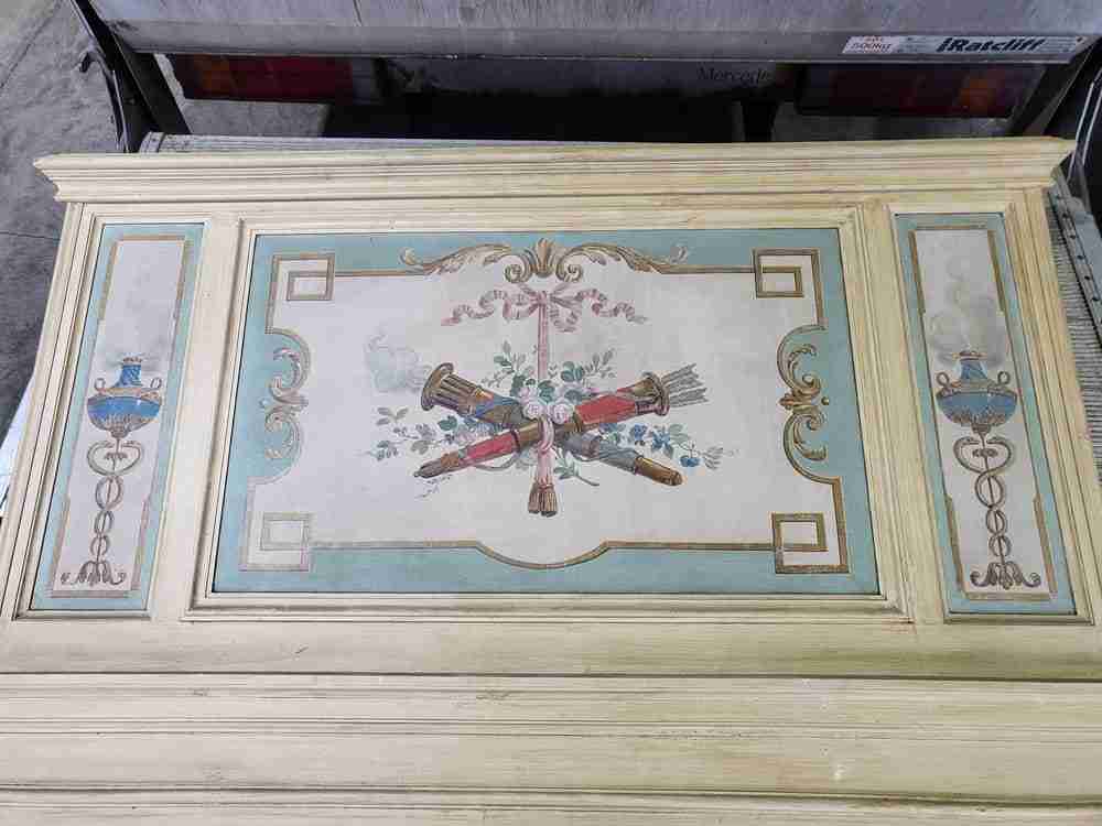 20thC very large 10' 5" H French painted room panel mirror door frame