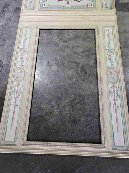 20thC very large 10' 5" H French painted room panel mirror door frame