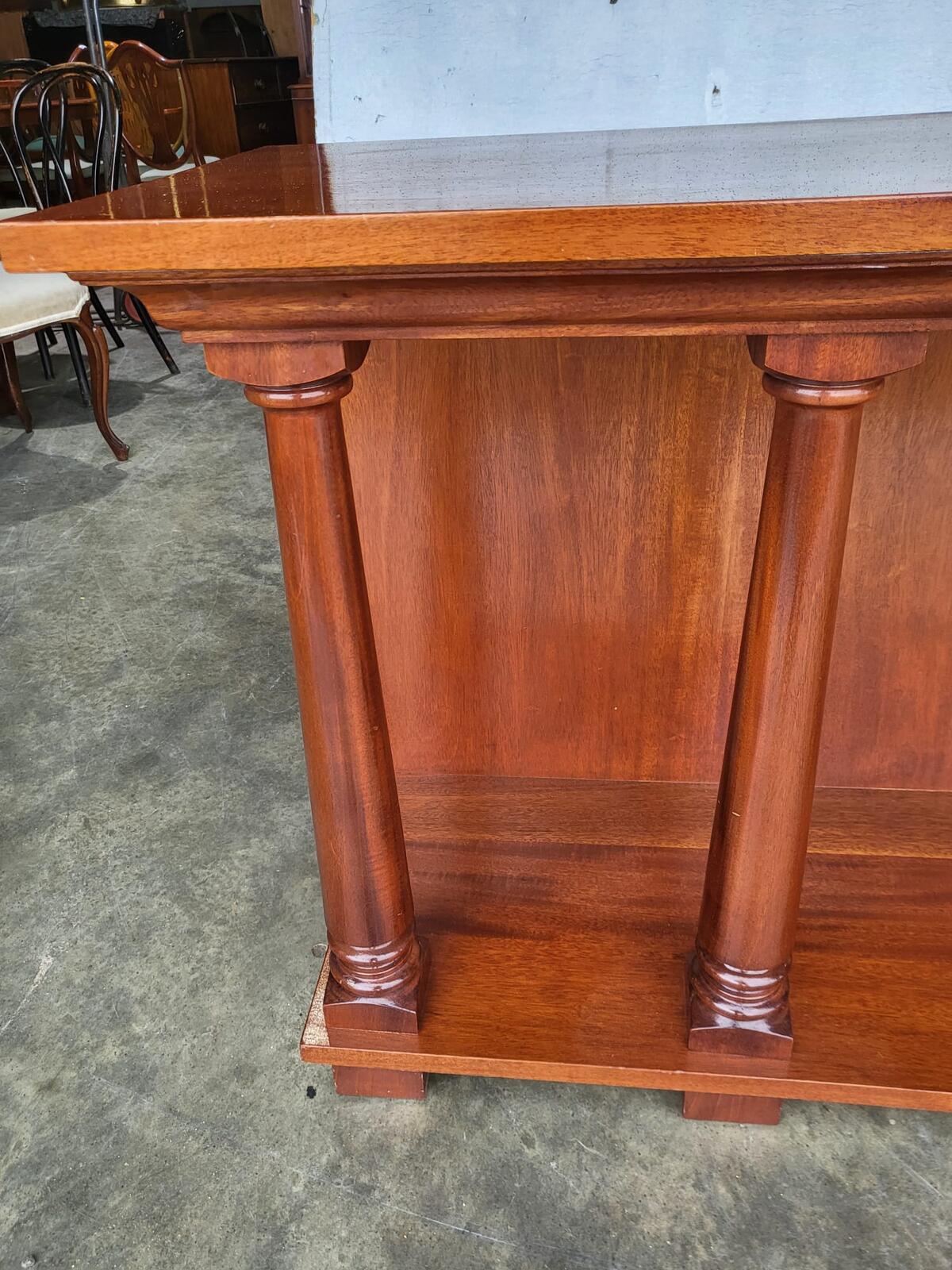 Antique repro large serving hall table 4 columns