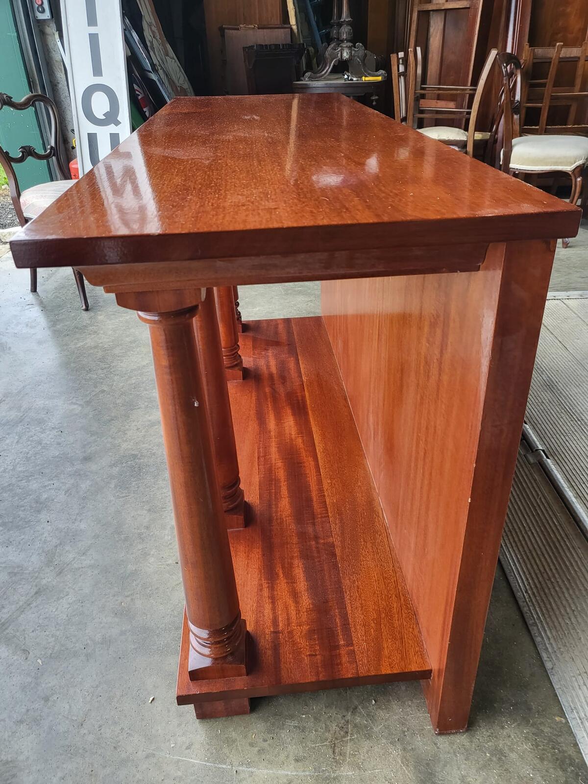 Antique repro large serving hall table 4 columns