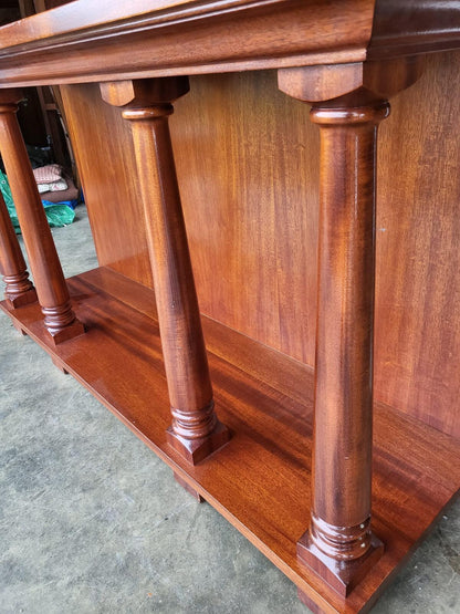 Antique repro large serving hall table 4 columns