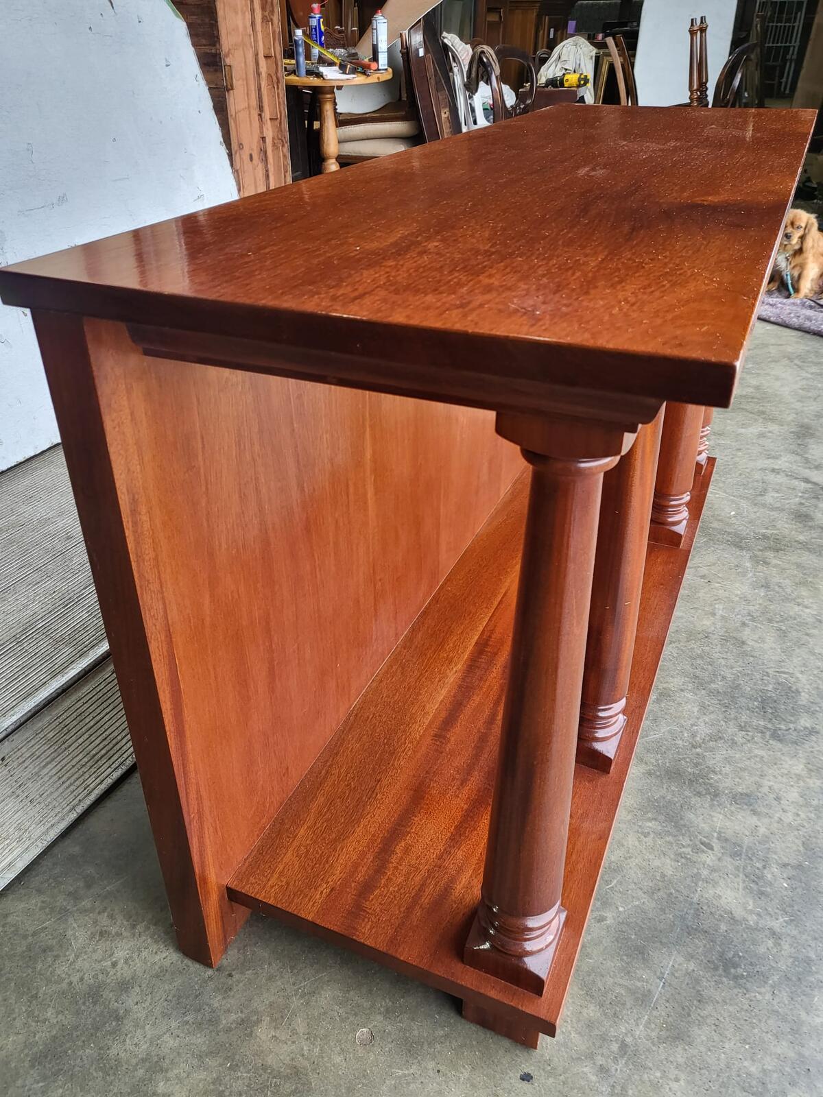 Antique repro large serving hall table 4 columns