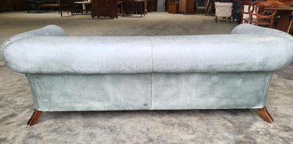 Leather Chesterfield Sofa Swept Arms Wood Legs Castors Settee