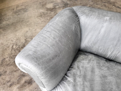Leather Chesterfield Sofa Swept Arms Wood Legs Castors Settee