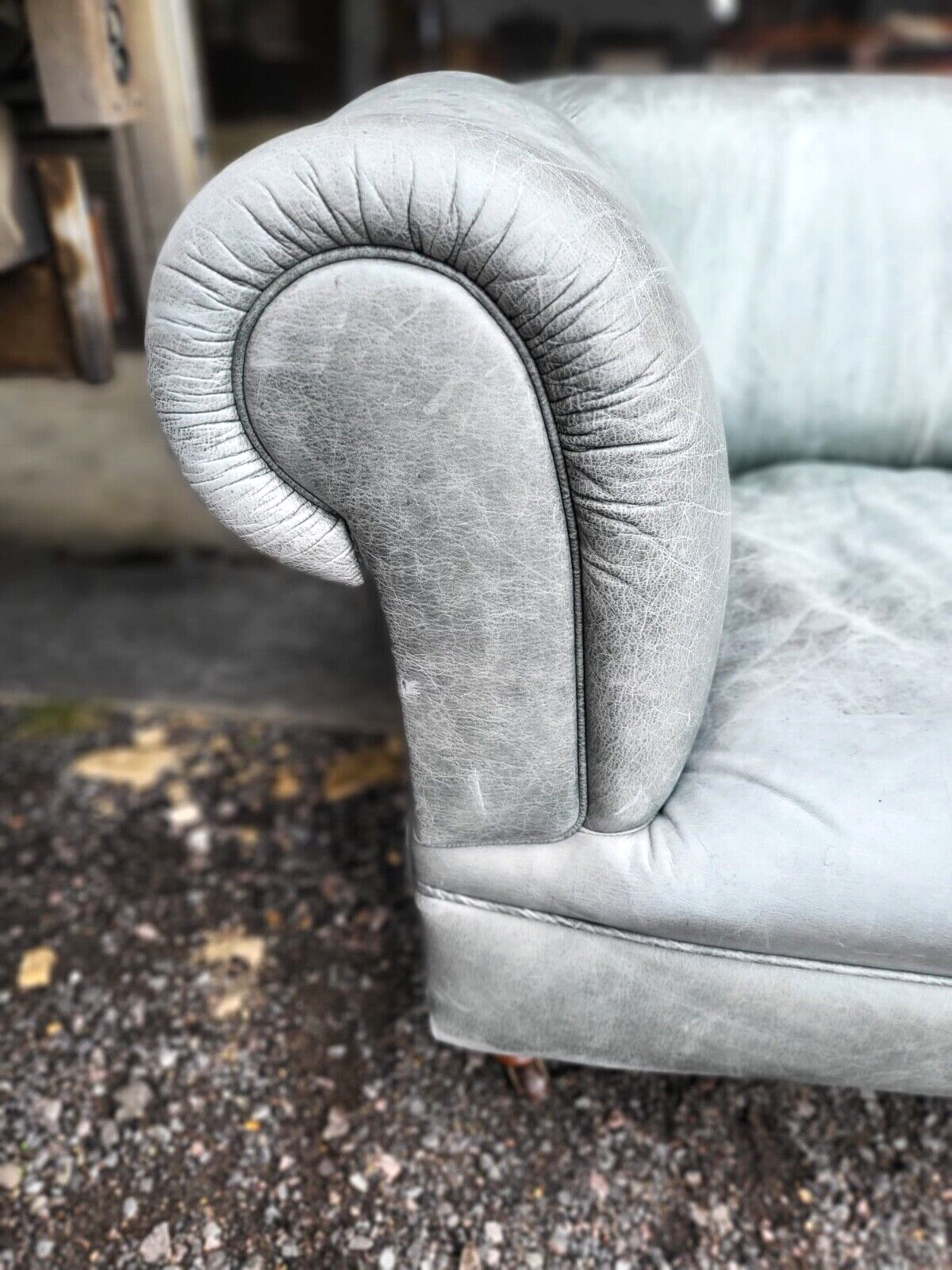 Leather Chesterfield Sofa Swept Arms Wood Legs Castors Settee