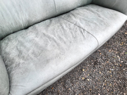 Leather Chesterfield Sofa Swept Arms Wood Legs Castors Settee