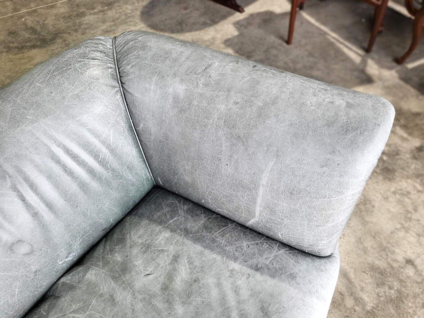 Leather Chesterfield Sofa Swept Arms Wood Legs Castors Settee
