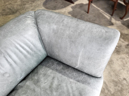 Leather Chesterfield Sofa Swept Arms Wood Legs Castors Settee