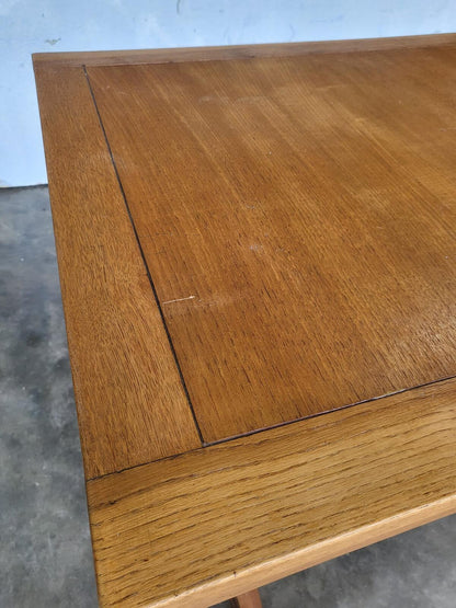 Vintage light oak drawer leaf extending dining table seat 8 + 4 chairs