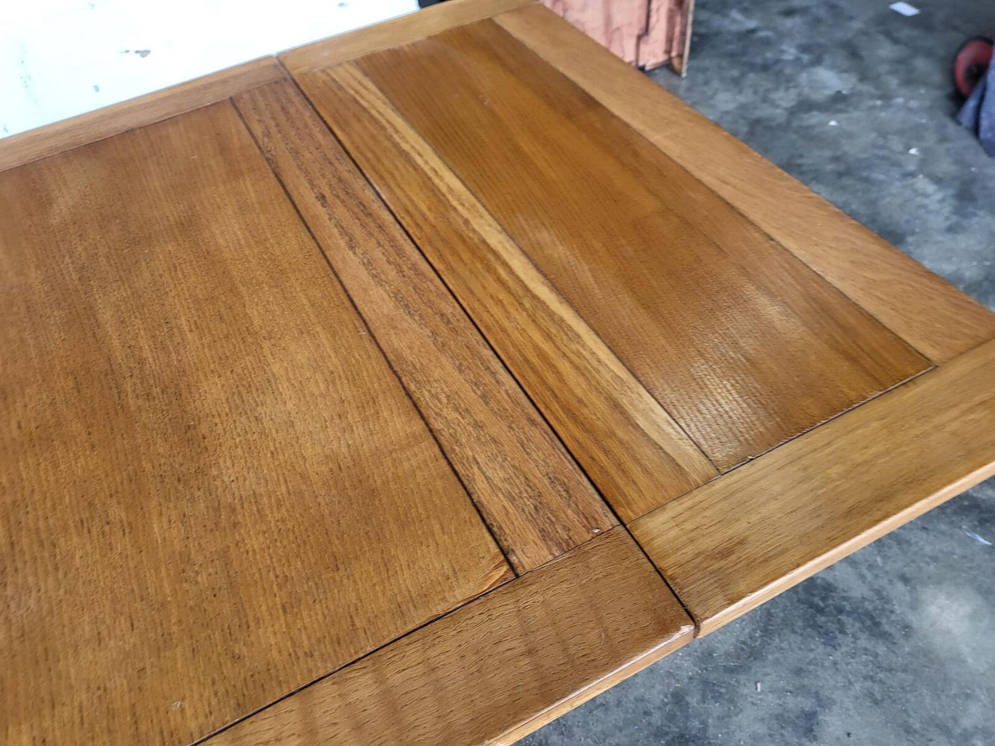 Vintage light oak drawer leaf extending dining table seat 8 + 4 chairs
