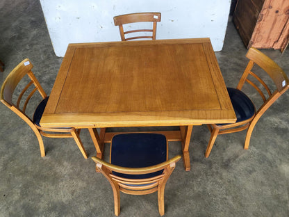 Vintage light oak drawer leaf extending dining table seat 8 + 4 chairs