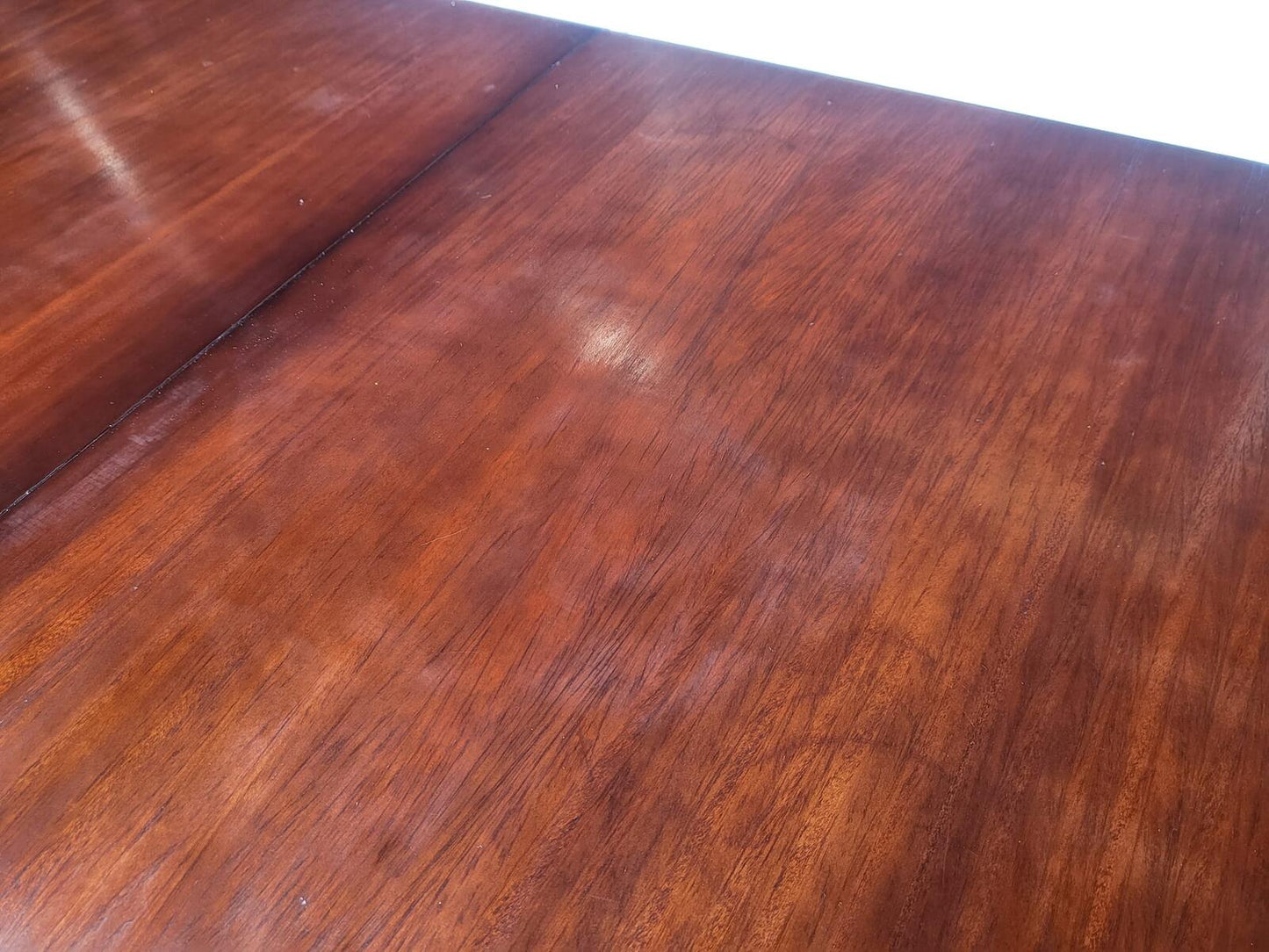 Mid century dark wood extending pedestal dining table seat to 8
