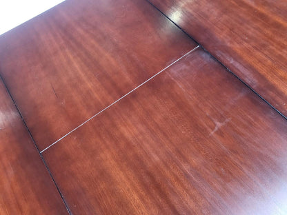Mid century dark wood extending pedestal dining table seat to 8