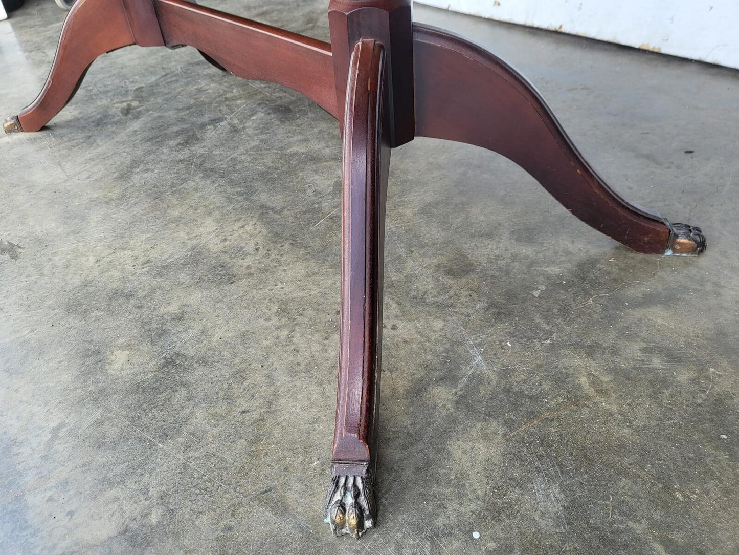 Mid century dark wood extending pedestal dining table seat to 8