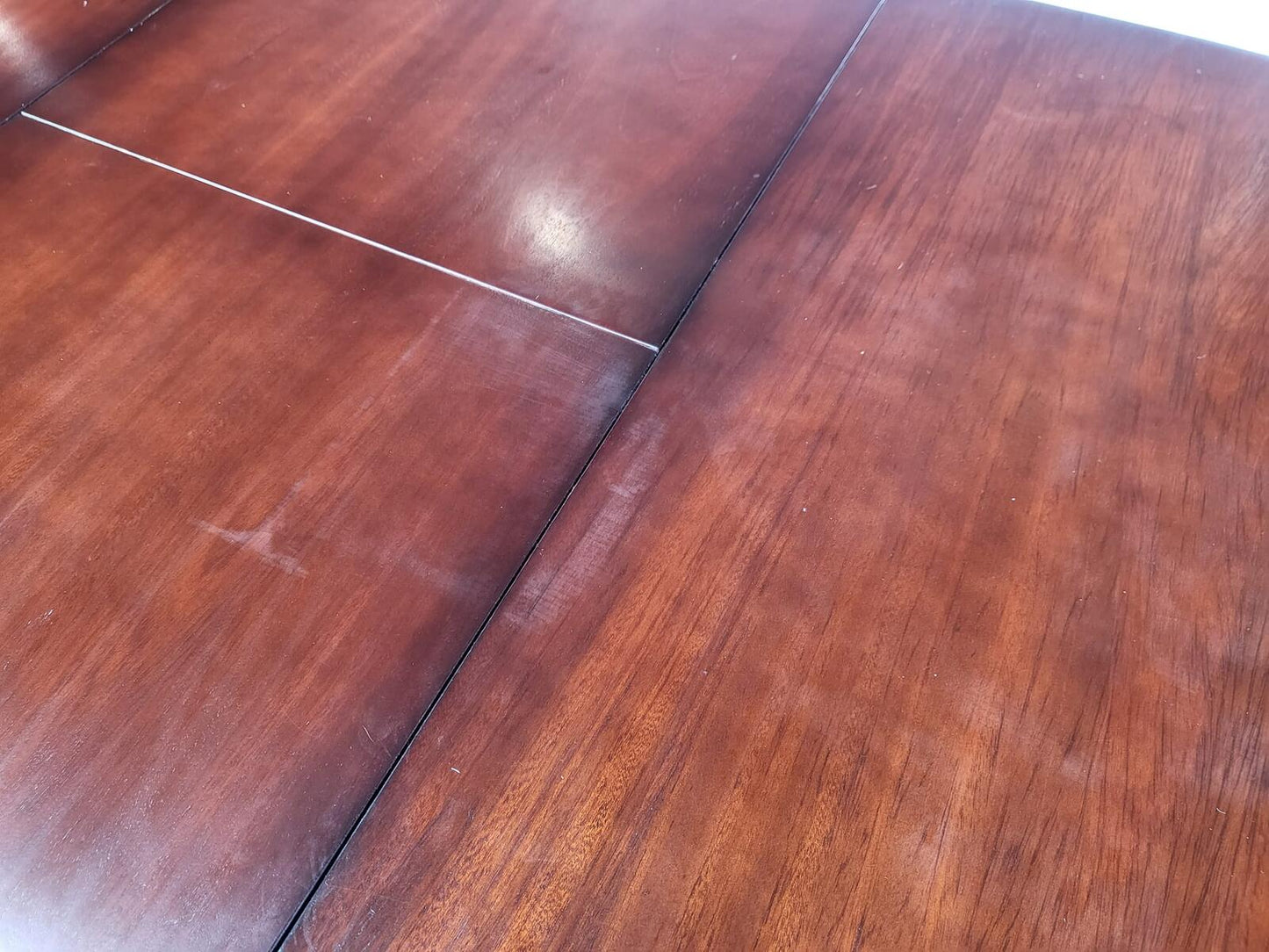 Mid century dark wood extending pedestal dining table seat to 8