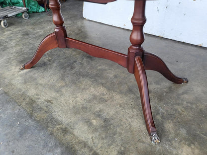 Mid century dark wood extending pedestal dining table seat to 8