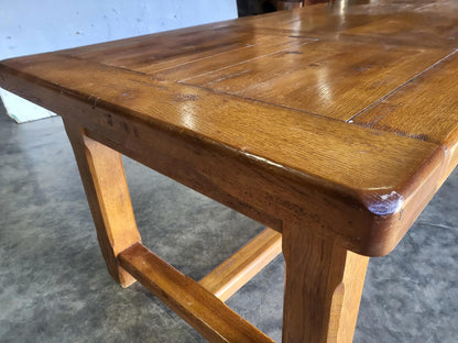 Oak rectangular refectory dining table 2 drawers seat 8