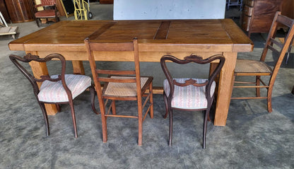Oak rectangular refectory dining table 2 drawers seat 8