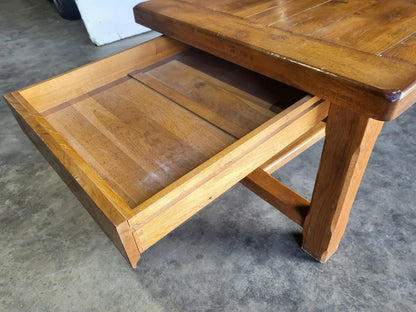 Oak rectangular refectory dining table 2 drawers seat 8