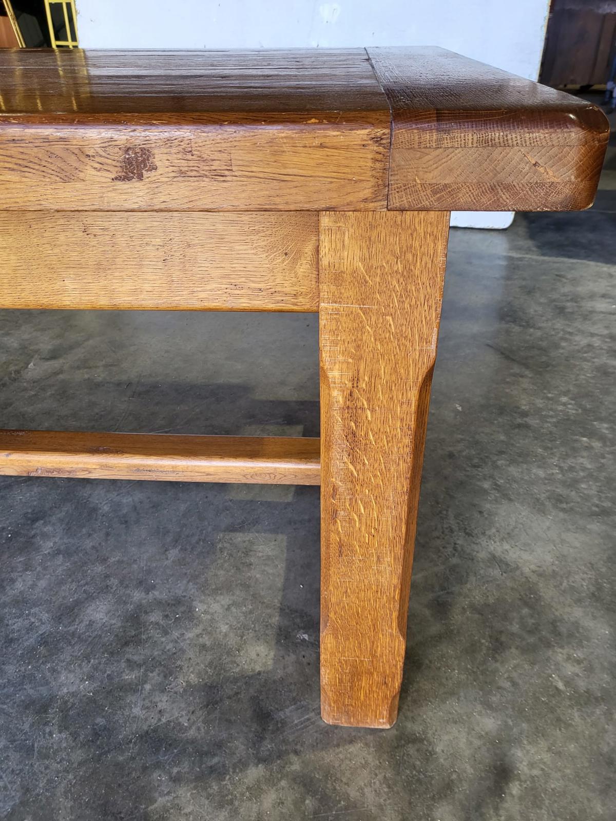 Oak rectangular refectory dining table 2 drawers seat 8