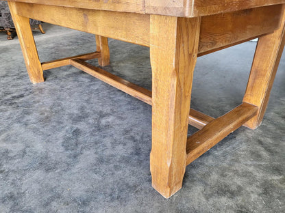Oak rectangular refectory dining table 2 drawers seat 8