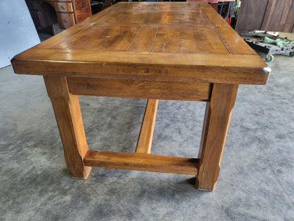 Oak rectangular refectory dining table 2 drawers seat 8