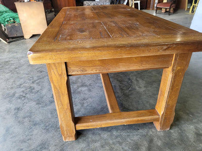 Oak rectangular refectory dining table 2 drawers seat 8