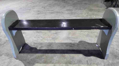 Small painted green brown wooden bench kitchen dining room hall window seat