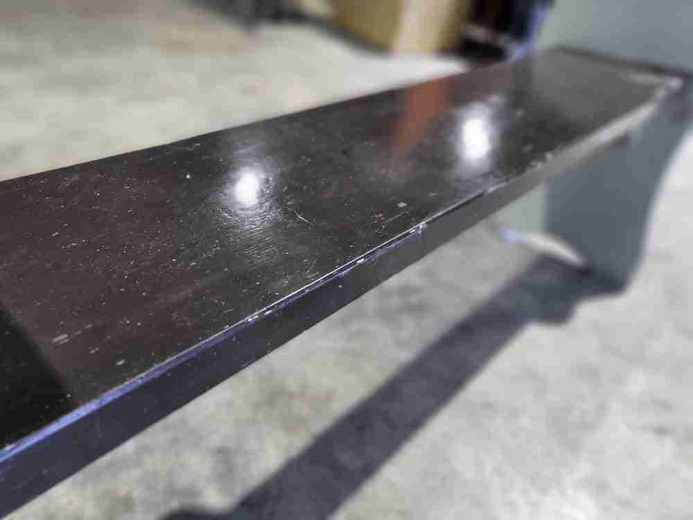 Small painted green brown wooden bench kitchen dining room hall window seat